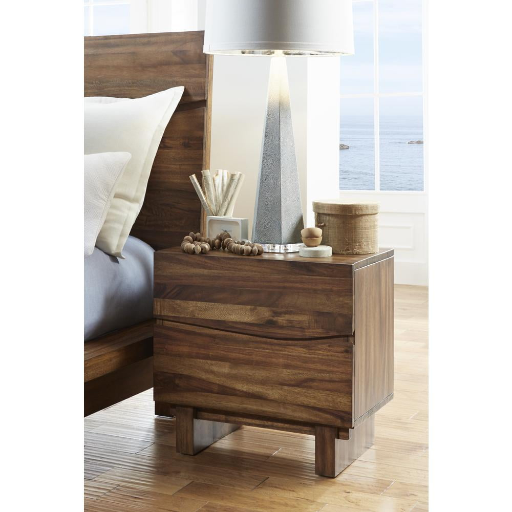 Modus Ocean 2 Drawer Solid Wood Nightstand in Natural Sengon