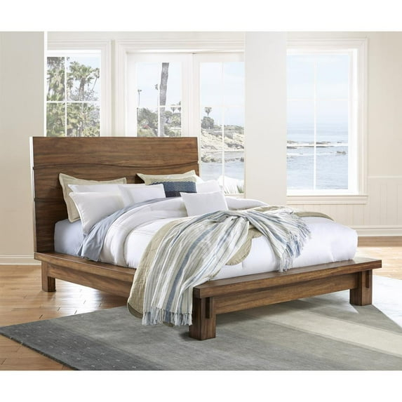 Modus Ocean Full Solid Wood Platform Bed in Natural Sengon