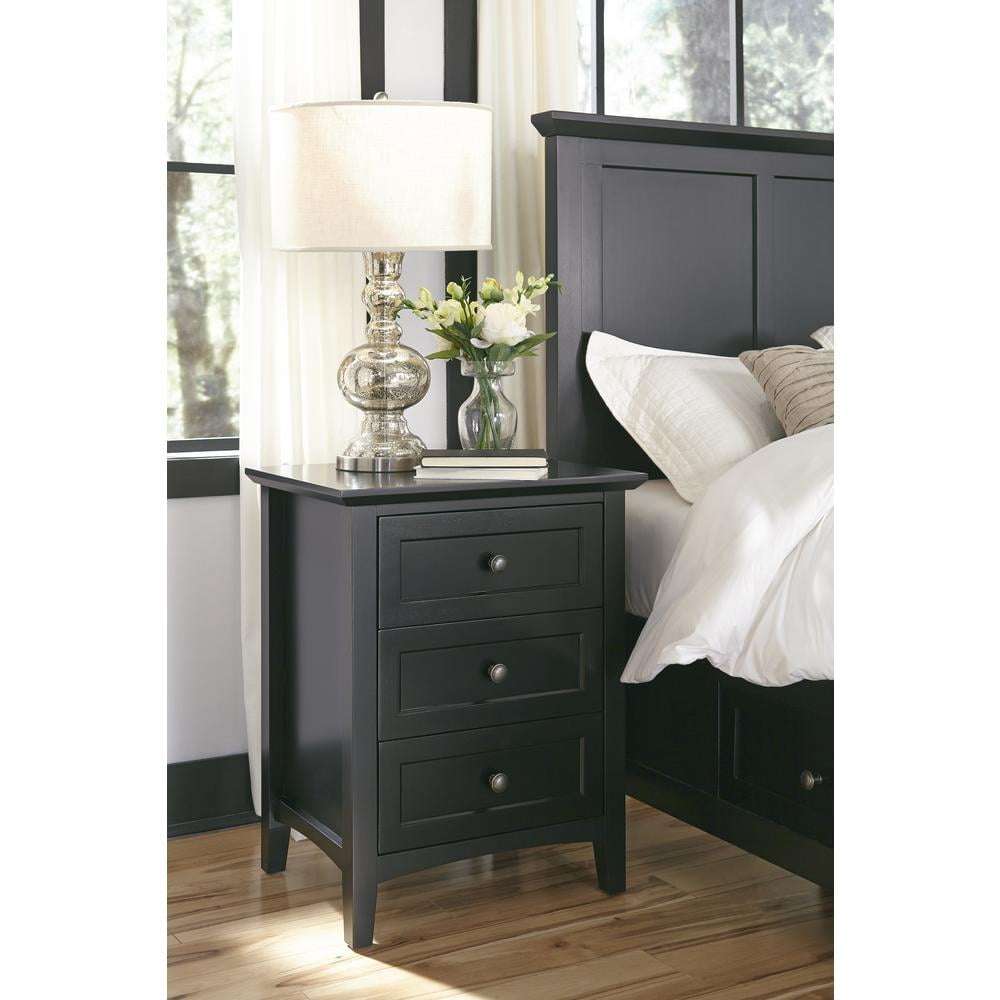 Modus Paragon 3 Drawer Nightstand in Black
