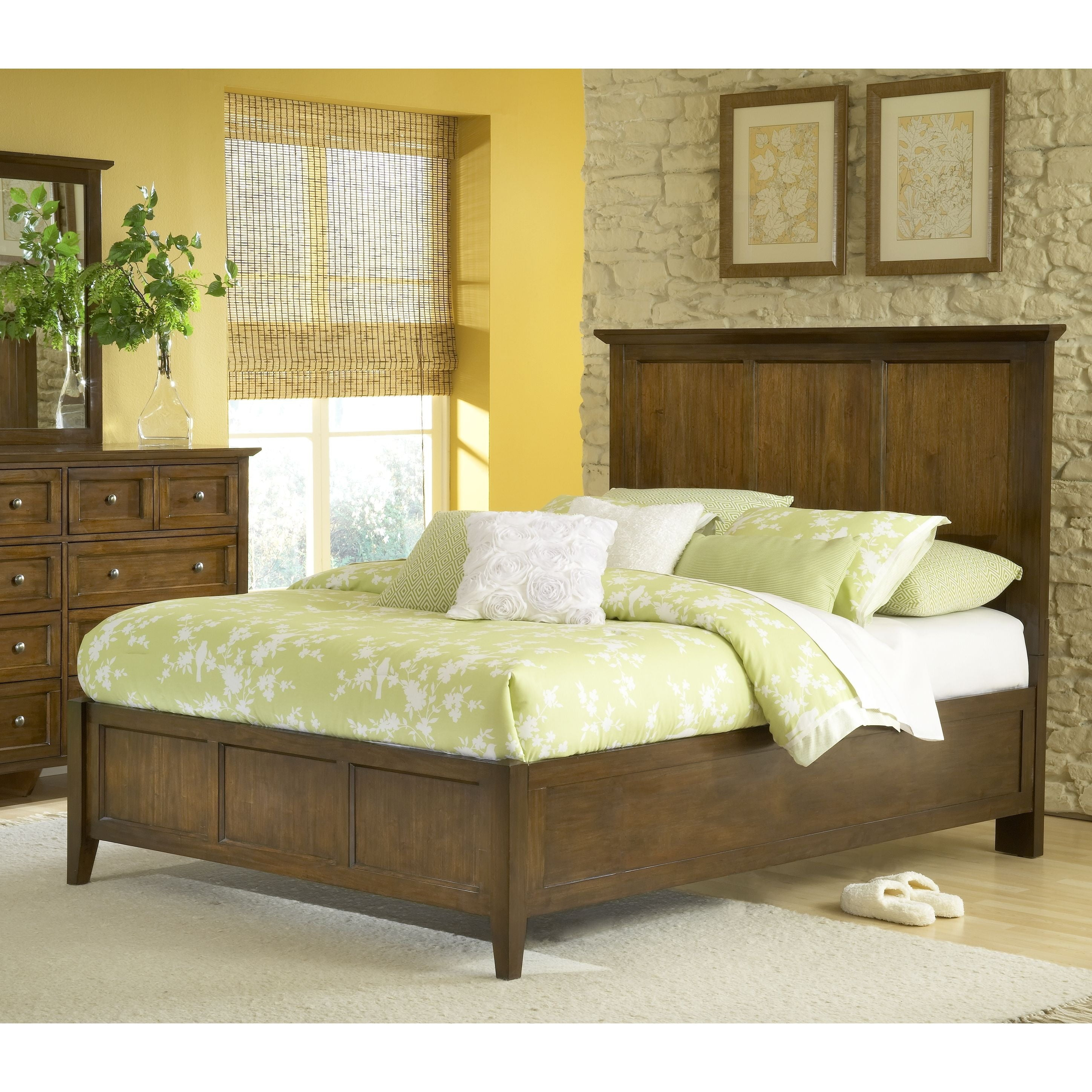 Modus Paragon Queen Solid Wood Panel Bed in Truffle