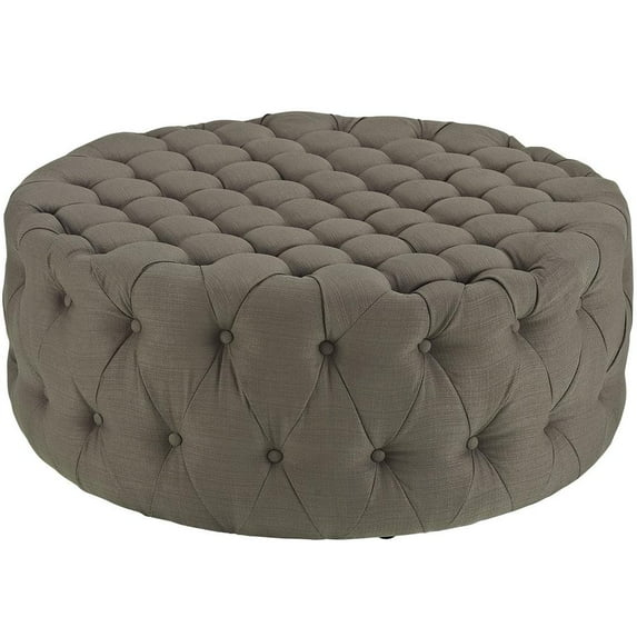 Modway Amour Upholstered Fabric Ottoman in Granite