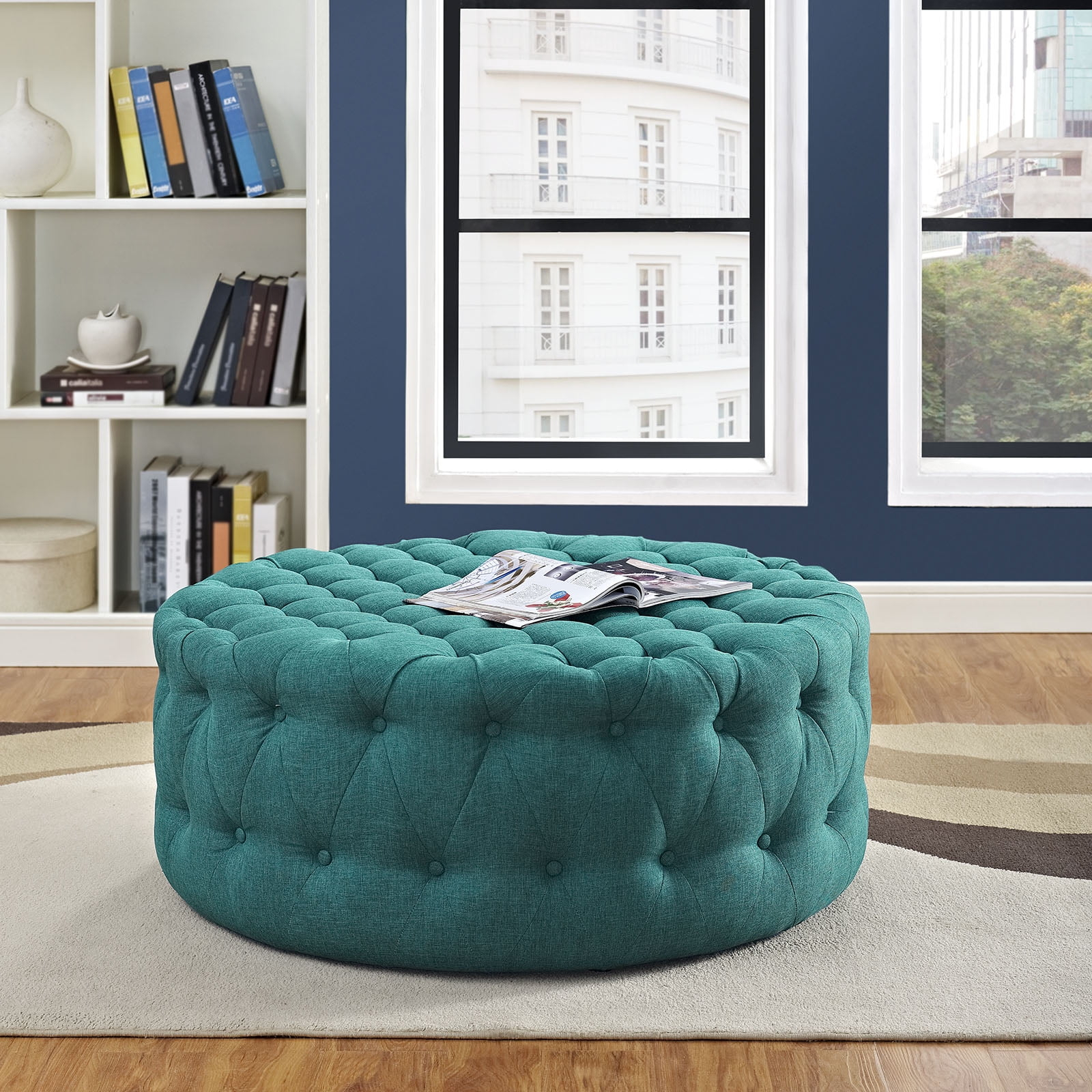 Modway Amour Round Upholstered Ottoman, Multiple Colors