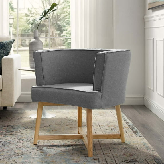 Modway Anders Upholstered Fabric Accent Chair in Light Gray