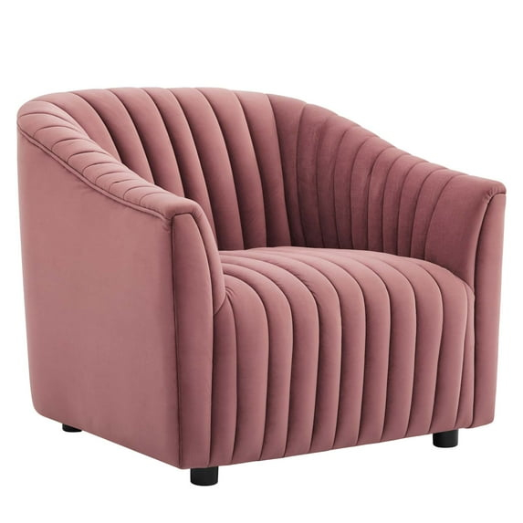 Modway Announce Modern Performance Velvet Tufted Armchair in Dusty Rose Pink