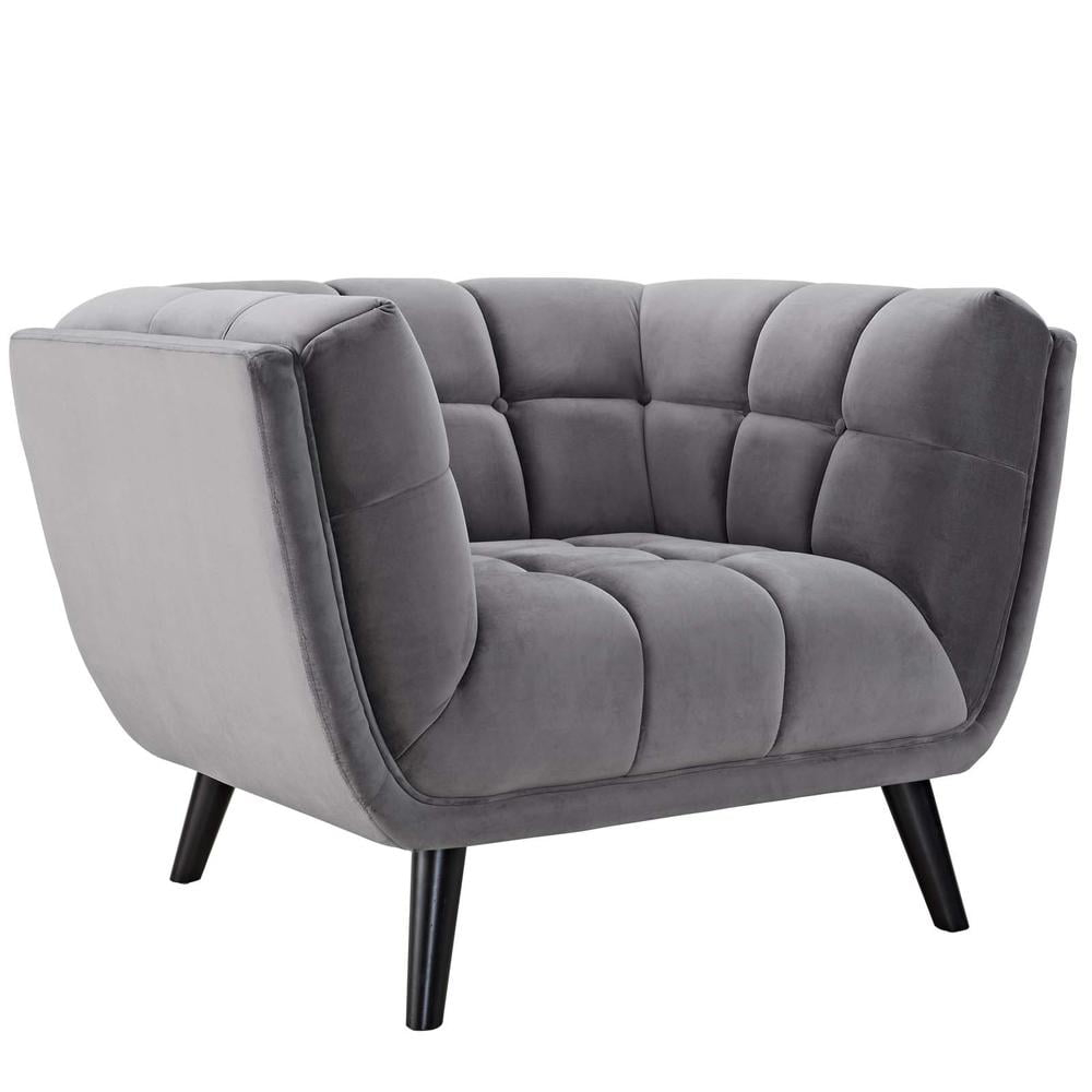 Modway Bestow Performance Velvet Armchair in Gray