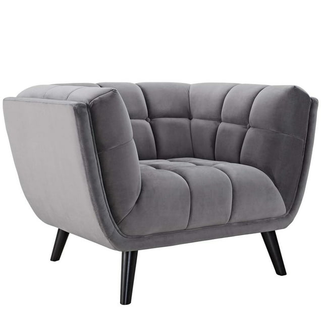 Modway Bestow Performance Velvet Armchair in Gray
