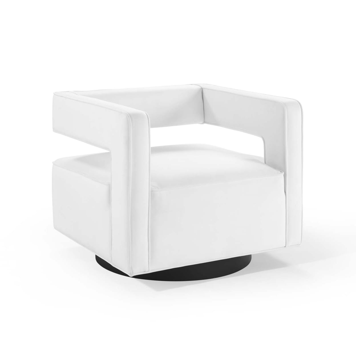 Modway Booth Modern Performance Velvet Swivel Armchair in White