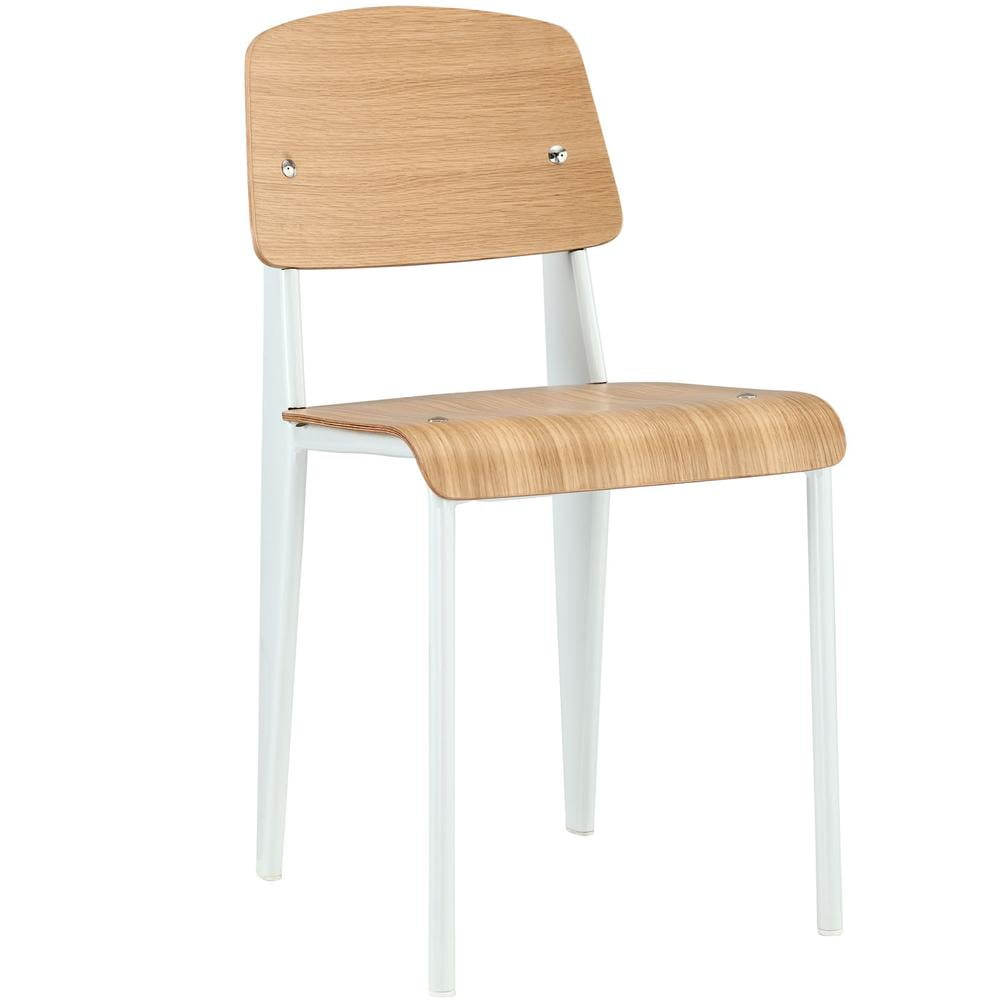 Modway Cabin 18.5" Modern Steel and Wood Dining Side Chair in Natural/White