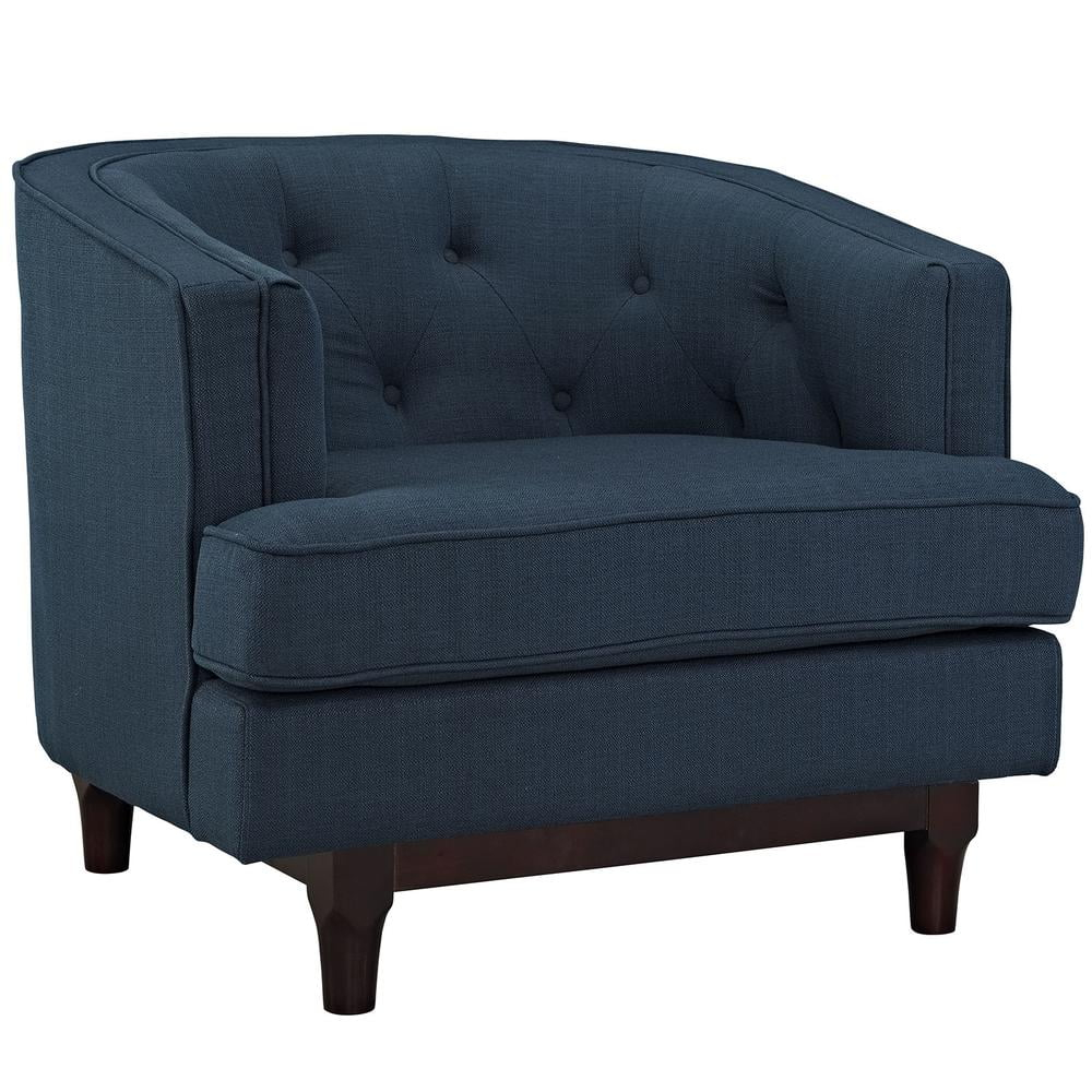 Modway Coast Modern Upholstered Polyester Fabric Armchair in Azure Blue