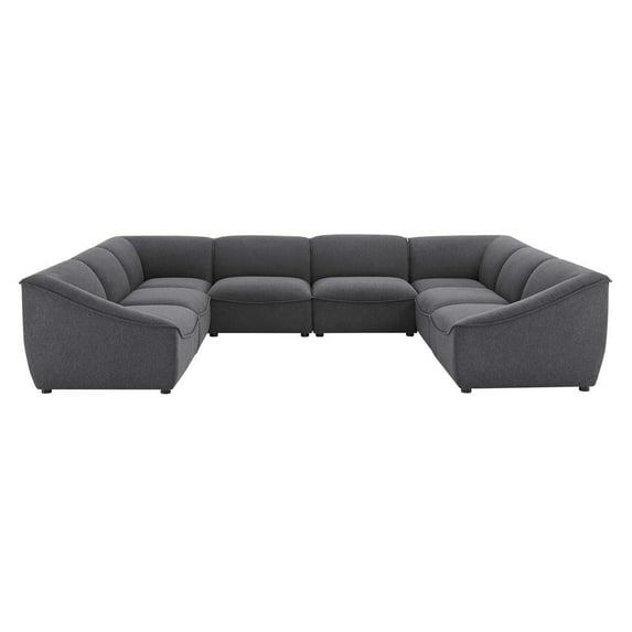 Modway Comprise 8-Piece Sectional Sofa in Charcoal