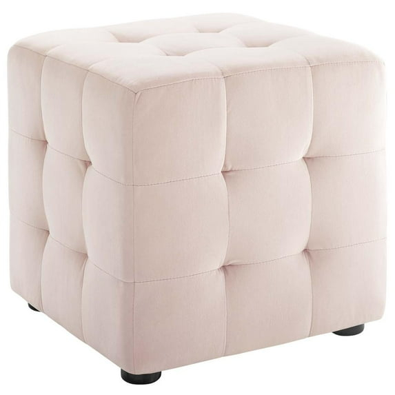 Contour Cube Velvet Ottoman Pink