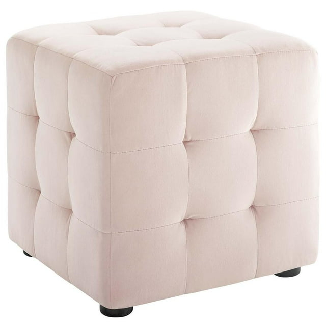 Contour Cube Velvet Ottoman Pink