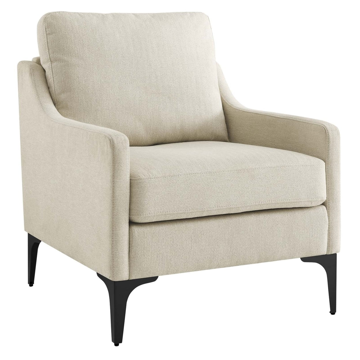 Modway Corland Upholstered Fabric and Metal Armchair in Beige