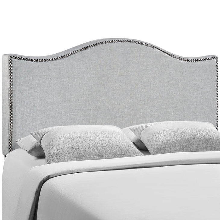 Modway Curl Queen Nailhead Upholstered Headboard in Sky Gray