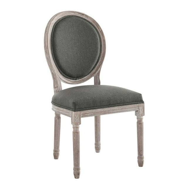 Modway Emanate 19.5" Fabric Dining Side Chair with Oval Back in Natural/Gray