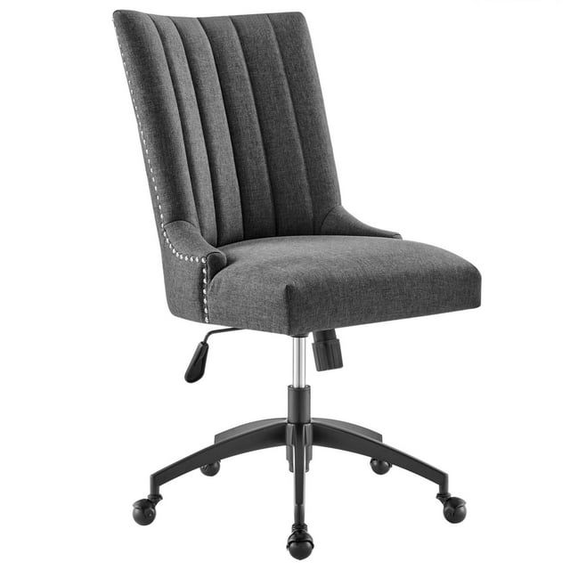 Empower Channel Tufted Fabric Office Chair Black/Gray - Modway: Modern Desk Chair with Casters, Adjustable Height