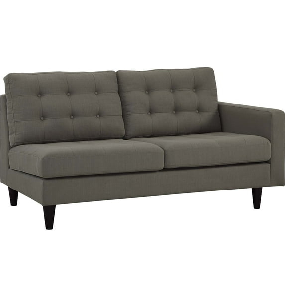 Modway Empress Right-Facing Upholstered Fabric Loveseat in Granite