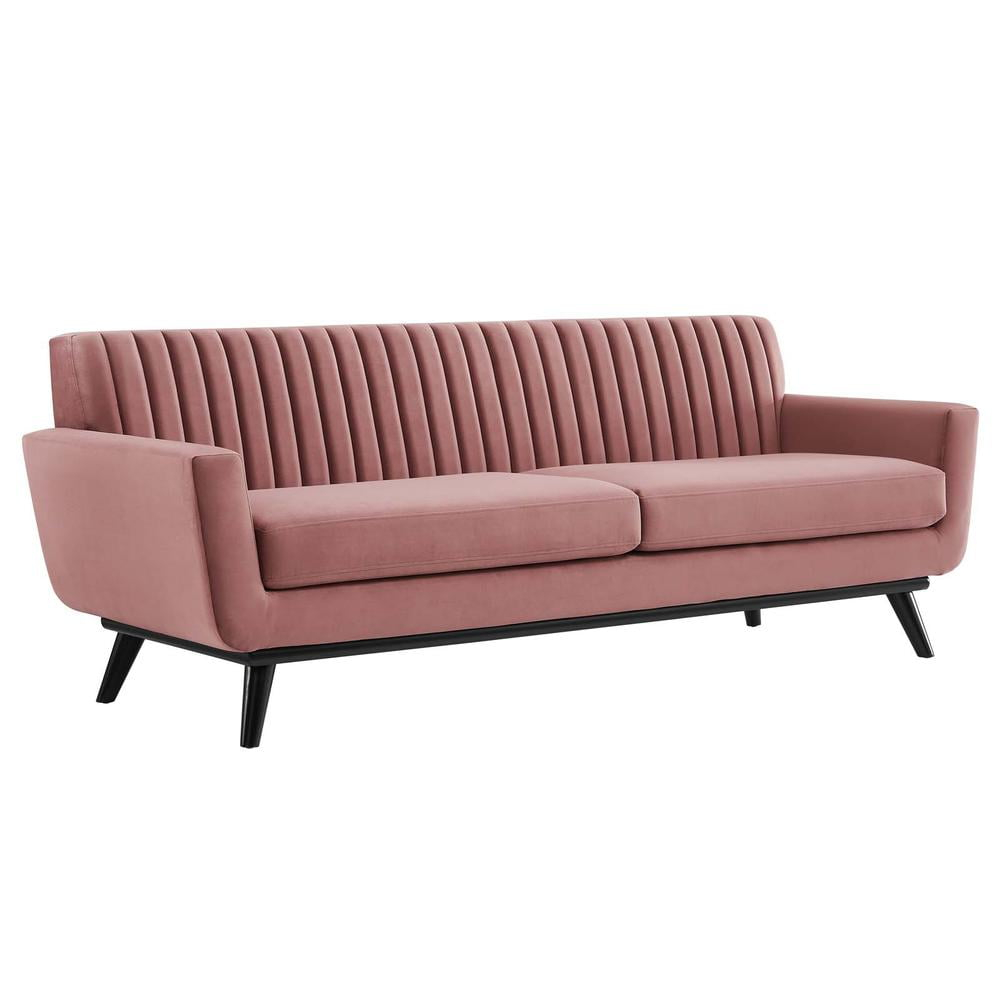 Engage Channel Tufted Performance Velvet Sofa Dusty Rose - Modway: Upholstered, Wood Frame, Foam Fill