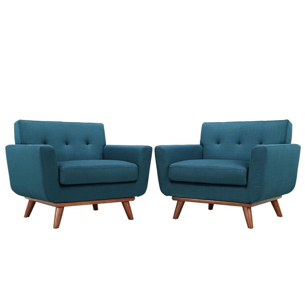 Modway Engage Modern Fabric Armchair in Azure Blue (Set of 2)