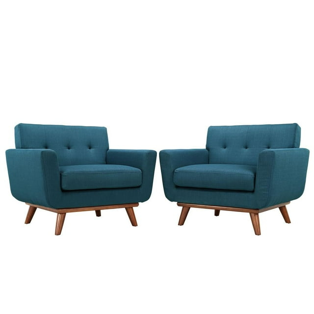 Modway Engage Modern Fabric Armchair in Azure Blue (Set of 2)