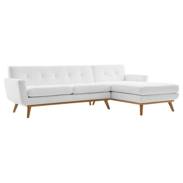 Modway Engage Right-Facing Upholstered Fabric Sectional Sofa in White