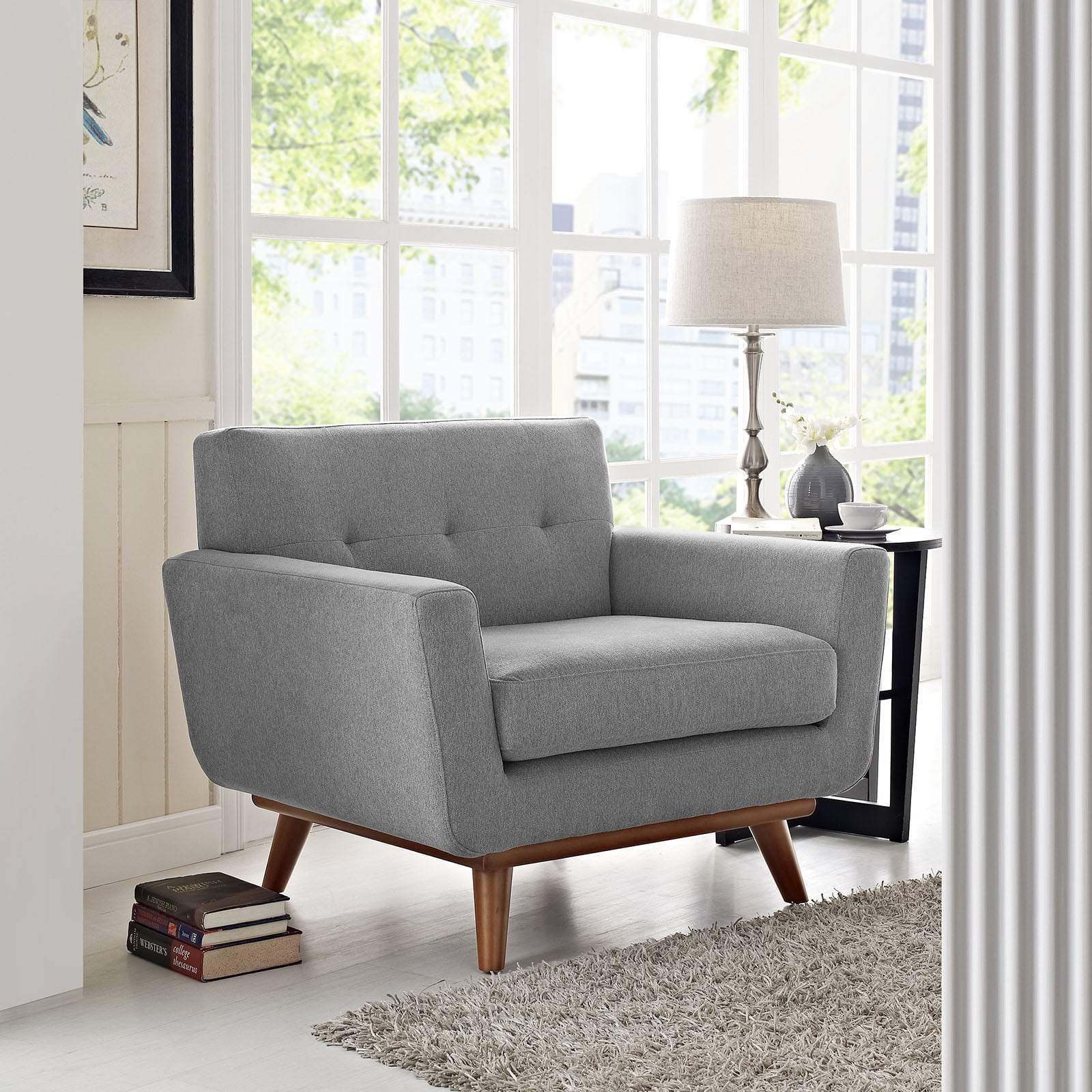 Modway Engage Upholstered Fabric Armchair in Expectation Gray