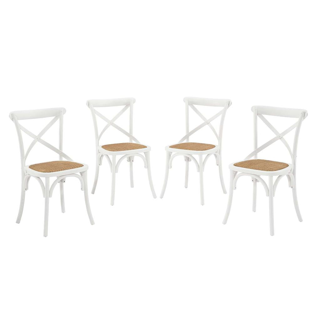 Modway Gear Dining Side Chair Set of 4 in White
