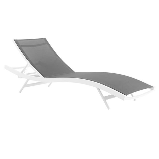 Modway Glimpse Aluminum & Mesh Patio Chaise Lounge in White and Gray