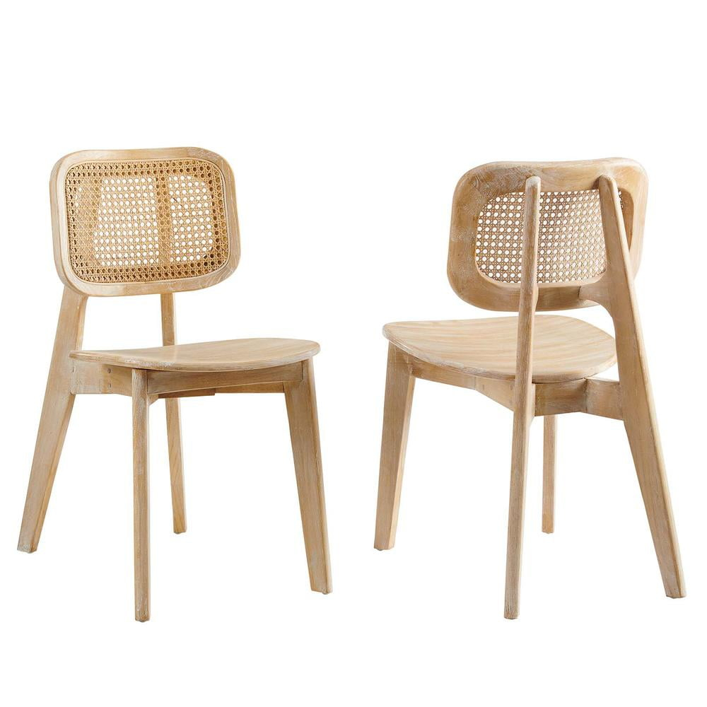 Modway Habitat Wood Dining Side Chair Set of 2 in Gray
