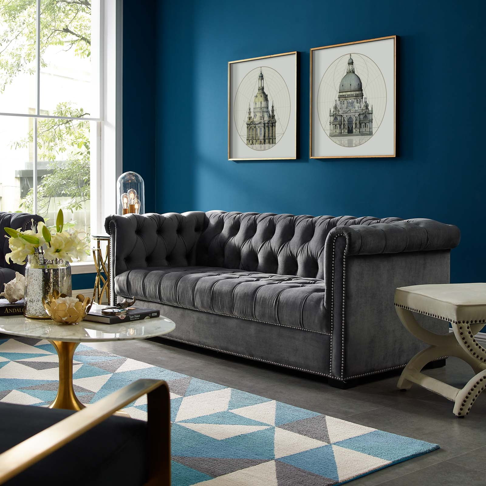 Modway Heritage Velvet Upholstered Sofa, Multiple Colors