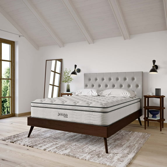 Modway Jenna 12" Innerspring and Foam California King Mattress in White