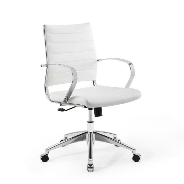 Modway Jive Modern Faux Leather Office Swivel Chair in White/Chrome