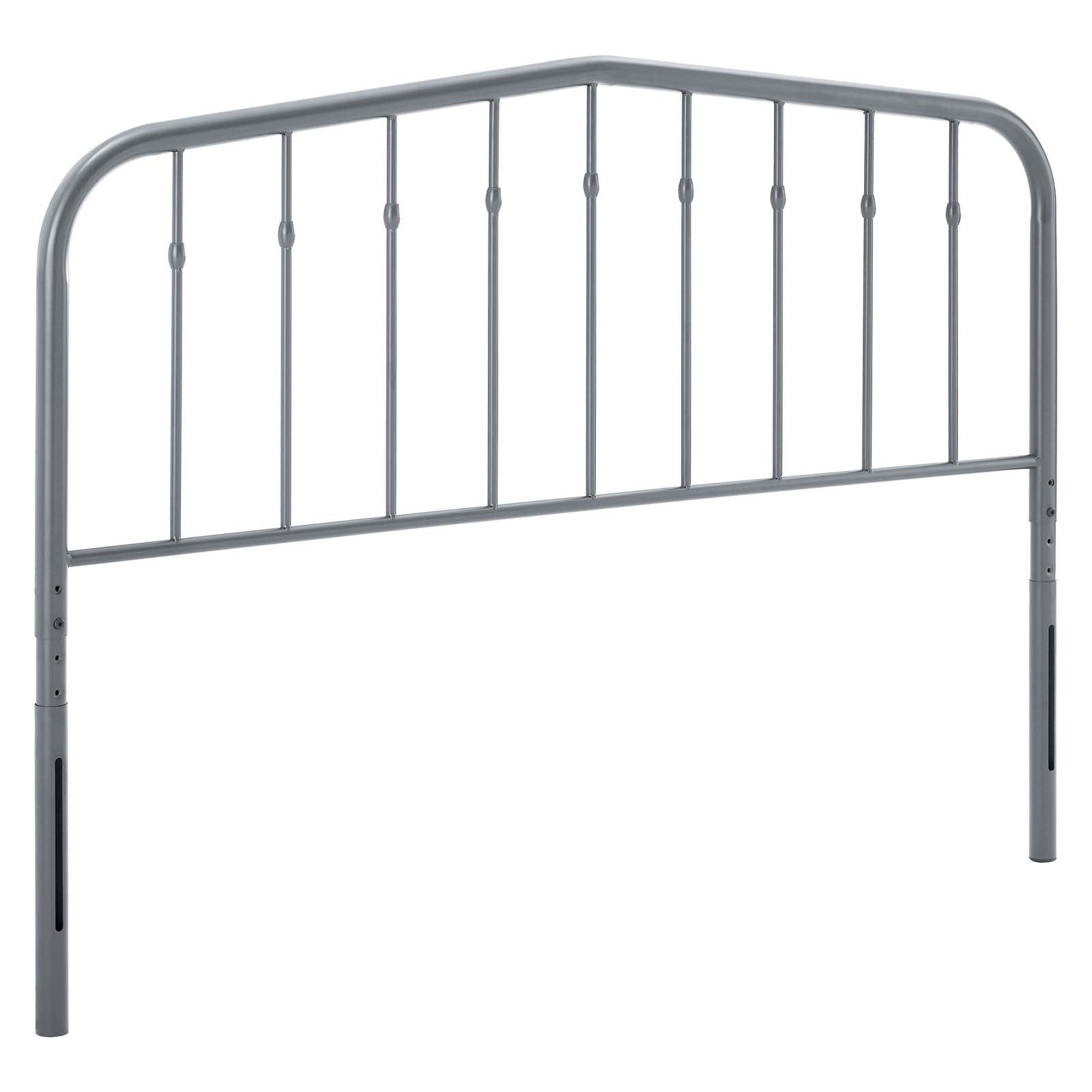 Modway Lennon Modern Farmhouse Metal Adjustable Headboard, Queen, Gray