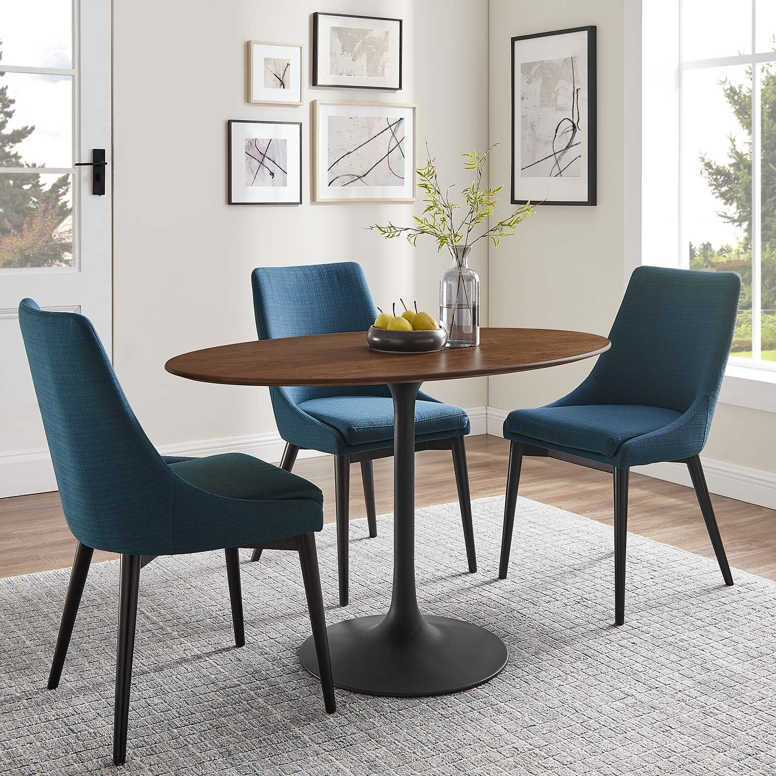 Modway Lippa 48" Oval Wood Grain Dining Table in Black Walnut