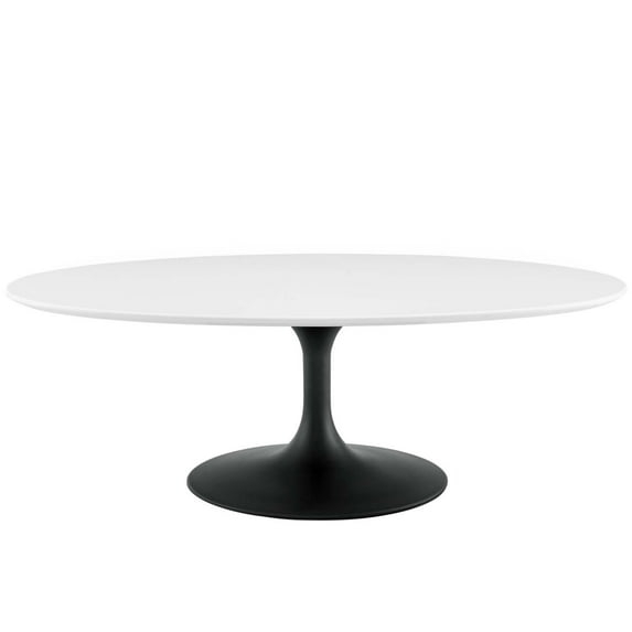 Modway Lippa Oval 48" Mid-Century Modern Coffee Table in Black White