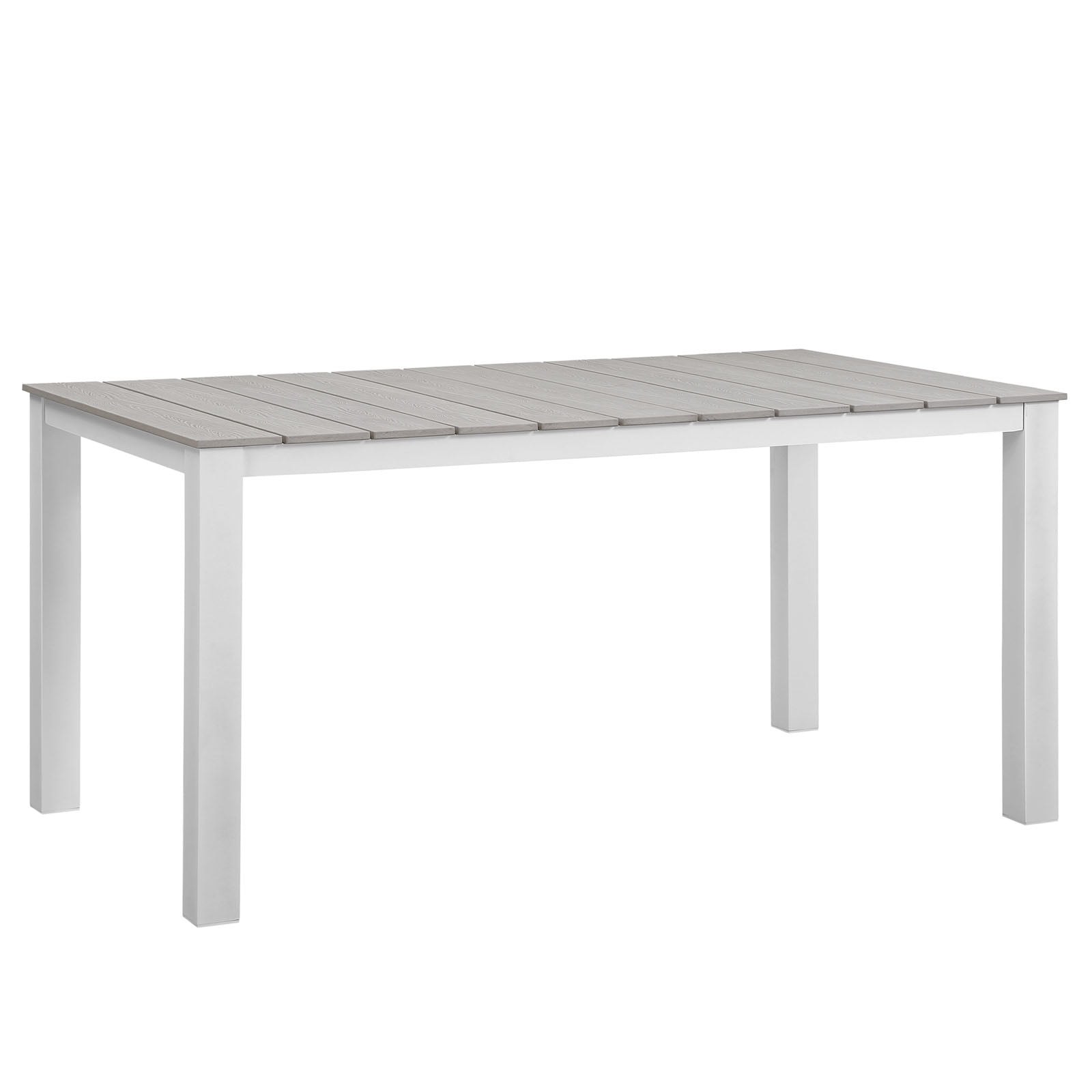 Modway Maine 63" Outdoor Patio Dining Table in White Light Gray