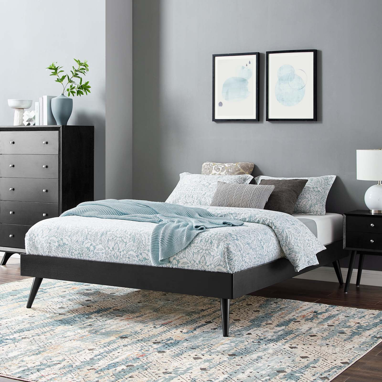 Modway Margo Twin Wood Platform Bed Frame in Black