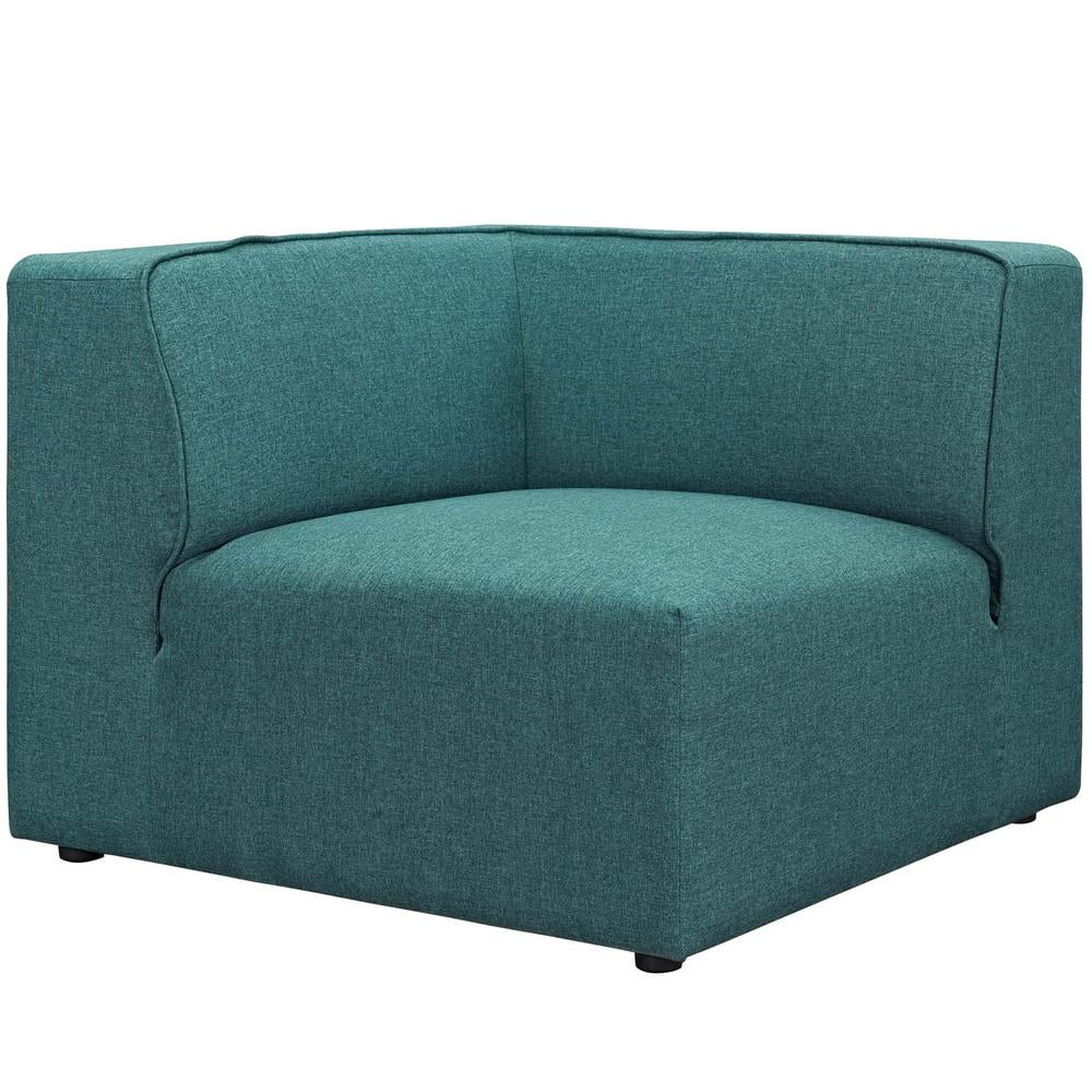 Modway Mingle Modern Style Polyester Fabric Sofa Corner Chair in Teal Blue
