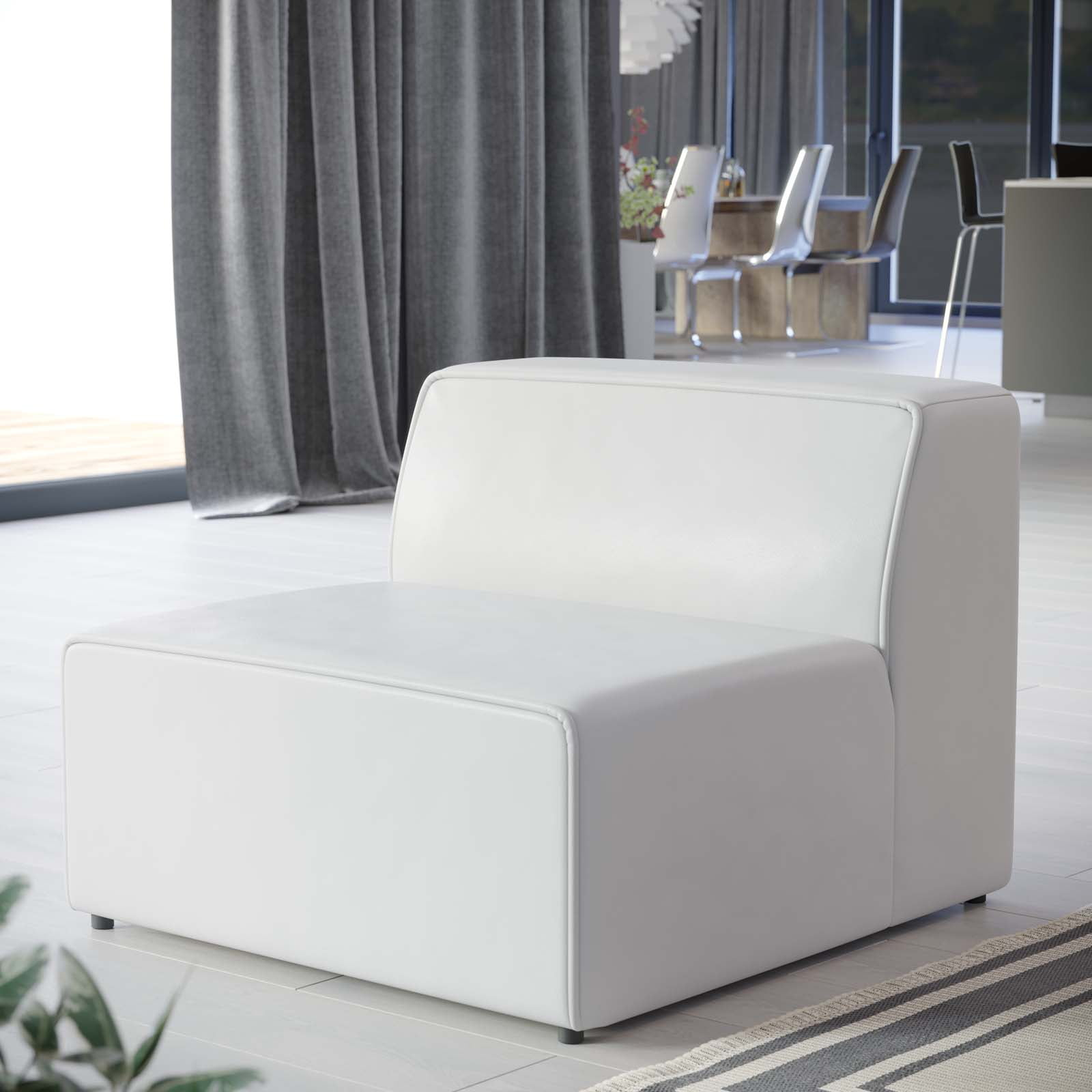 Modway Mingle Vegan Leather Armless Chair in White
