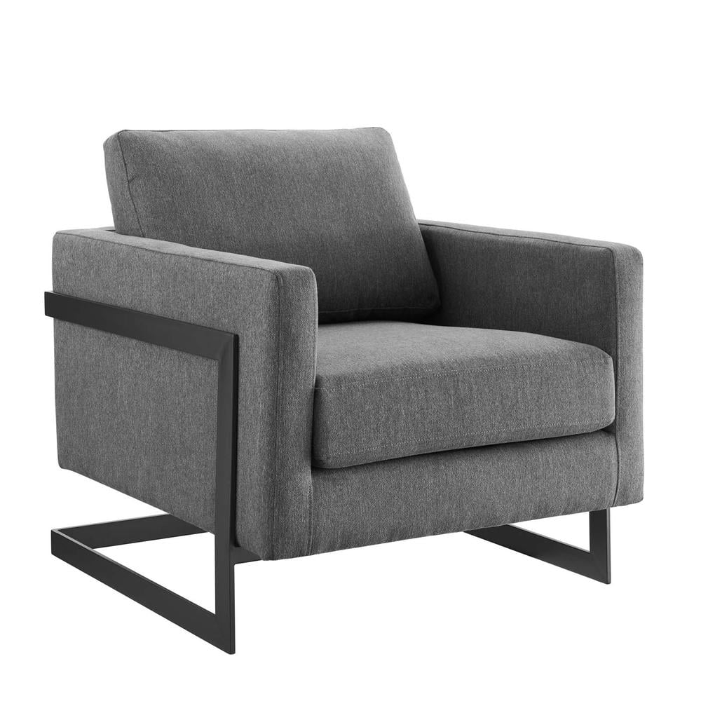 Modway Posse Upholstered Fabric Upholstered Accent Chair in Black and Charcoal