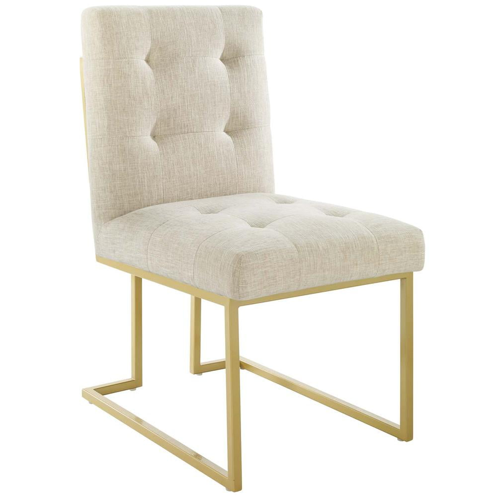 Modway Privy 18.5" Stainless Steel Polyester Dining Accent Chair in Gold/Beige