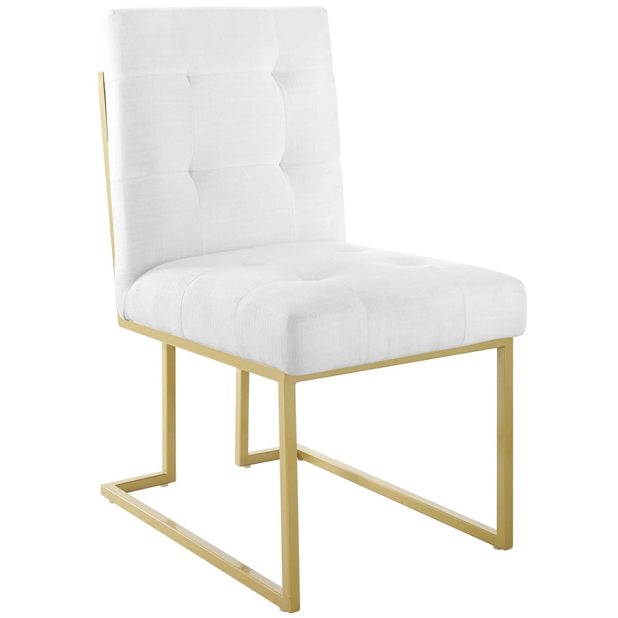 Privy Gold Stainless Steel Upholstered Fabric Dining Accent Chair-EEI-3743