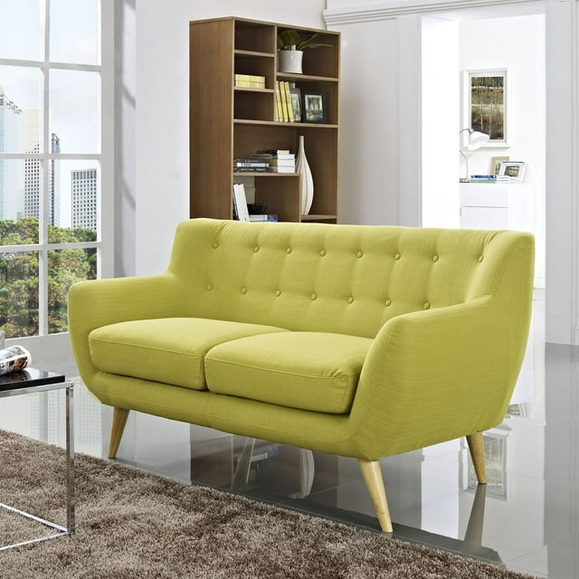Modway Remark Modern Upholstered Fabric Loveseat in Wheatgrass Green