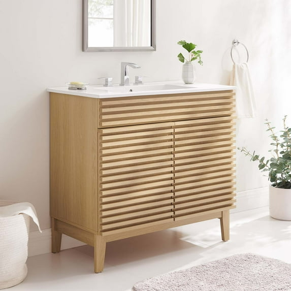 Modway Rinde Tocador de Baño de 36" en Blanco Oak