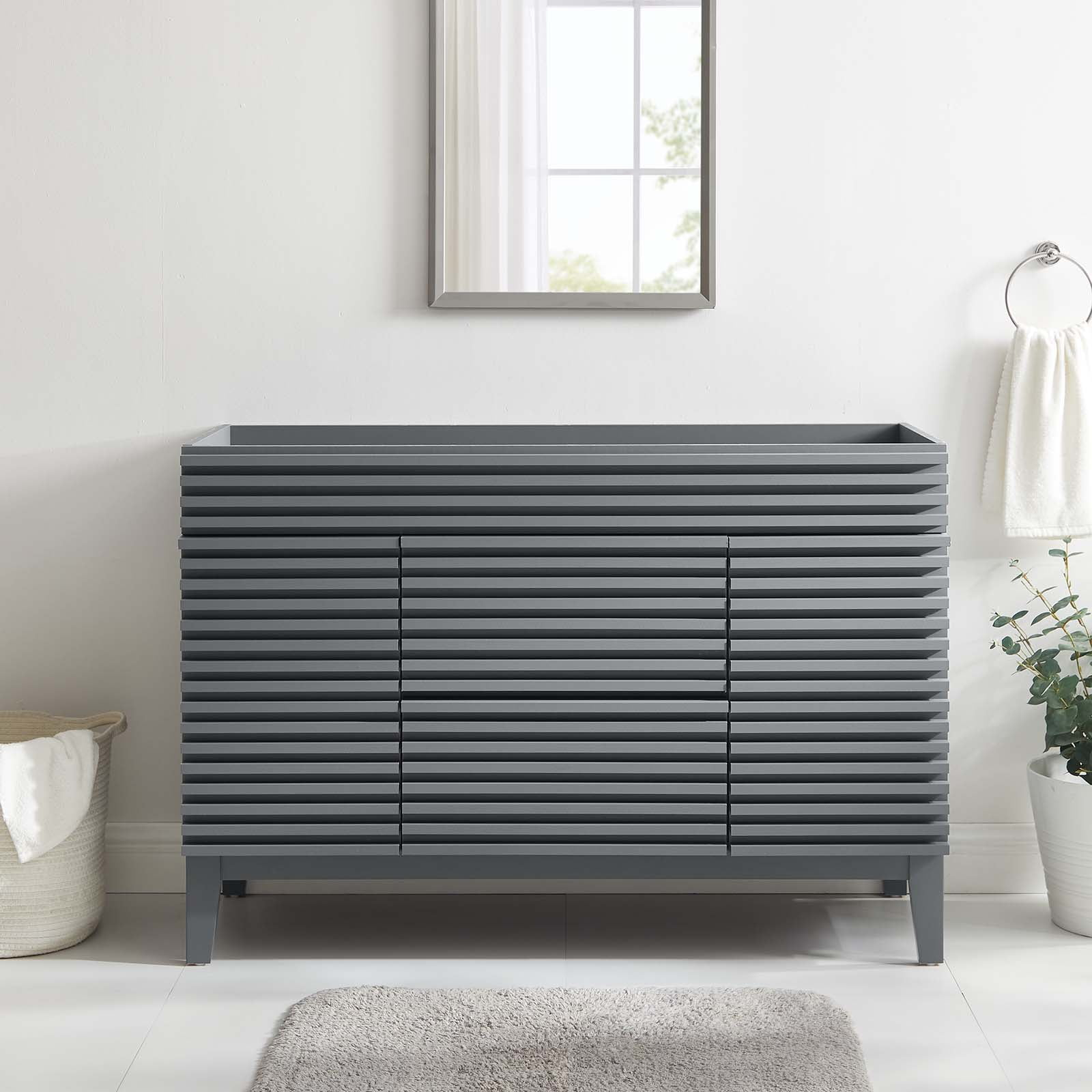 Modway Render 48" Single Sink Compatible (not included) Bathroom Vanity Cabinet in Gray