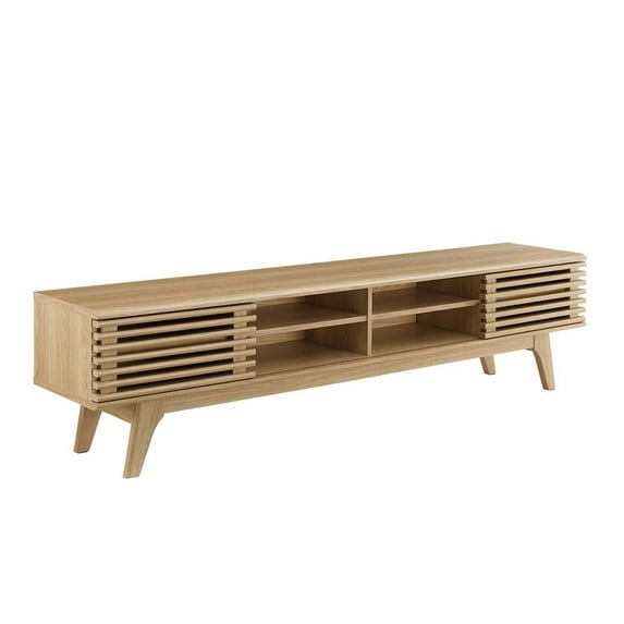 Modway Render 70"W Modern Wood TV Stand for TVs up to 78" in Oak