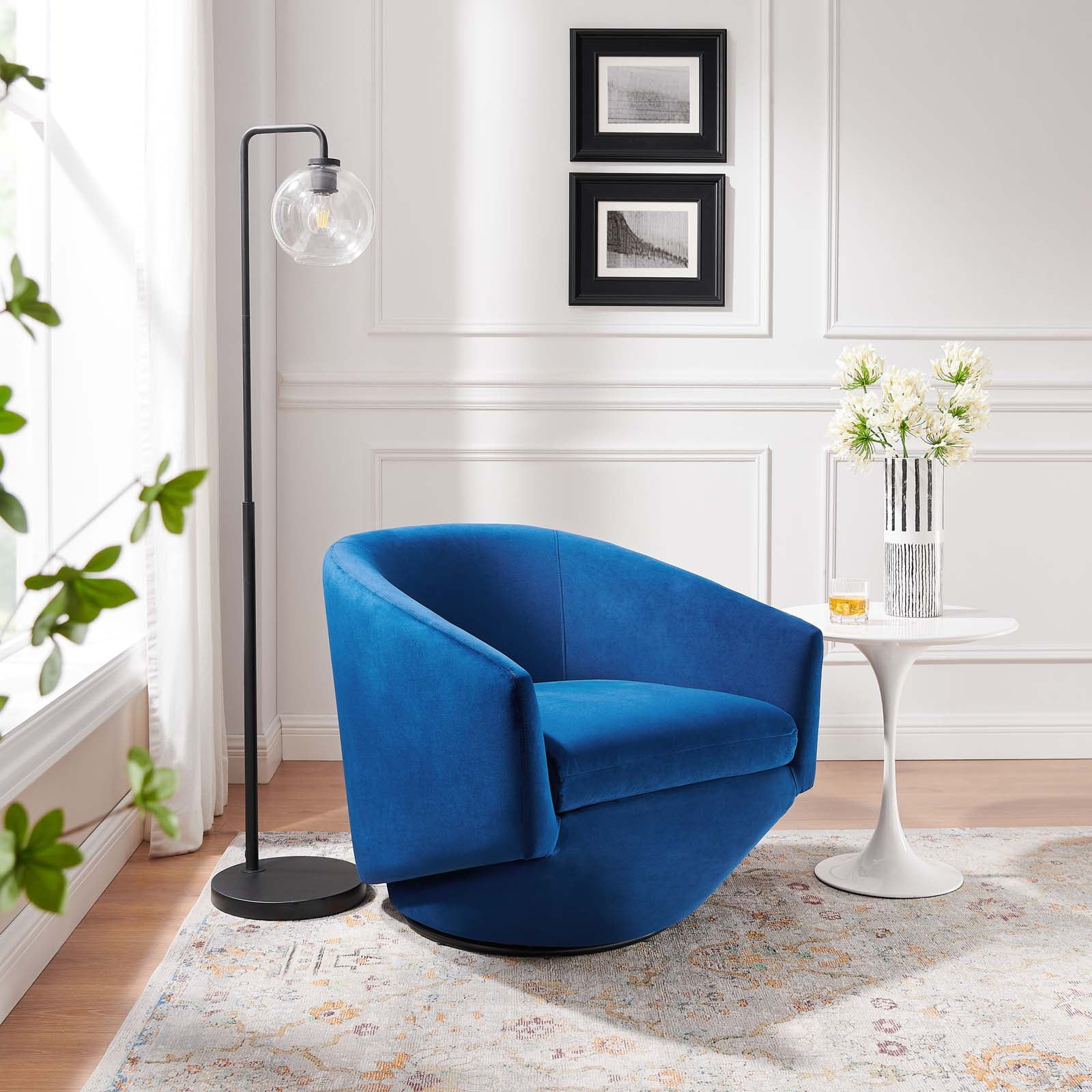 Velvet Swivel Barrel Chair