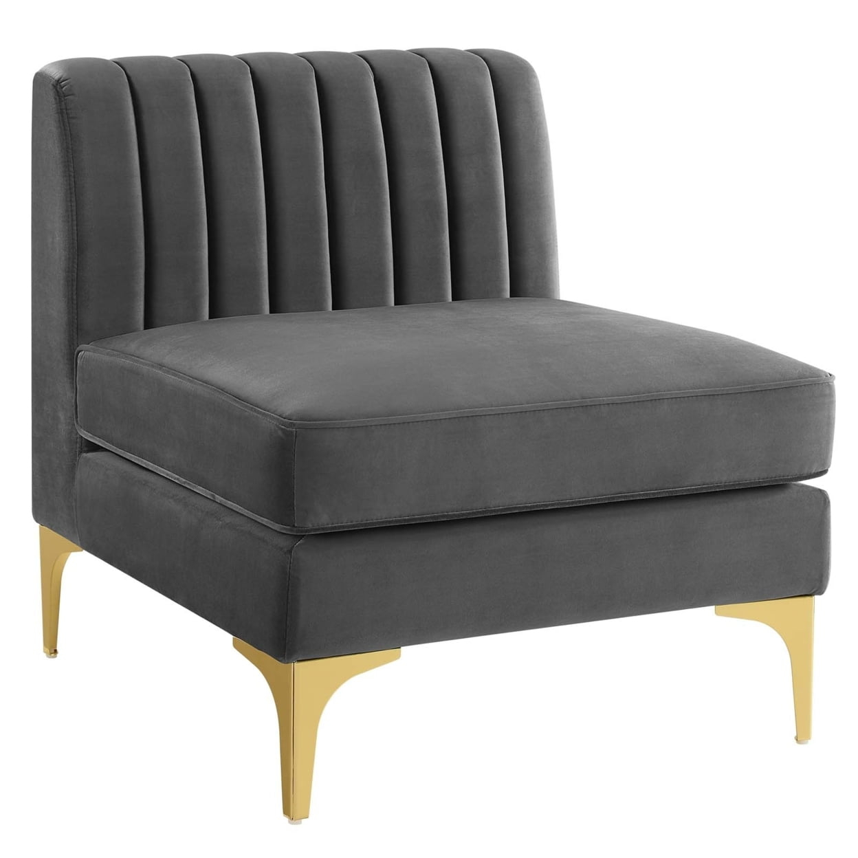 Modway Triumph Channel Tufted Performance Velvet Armless Chair in Gray