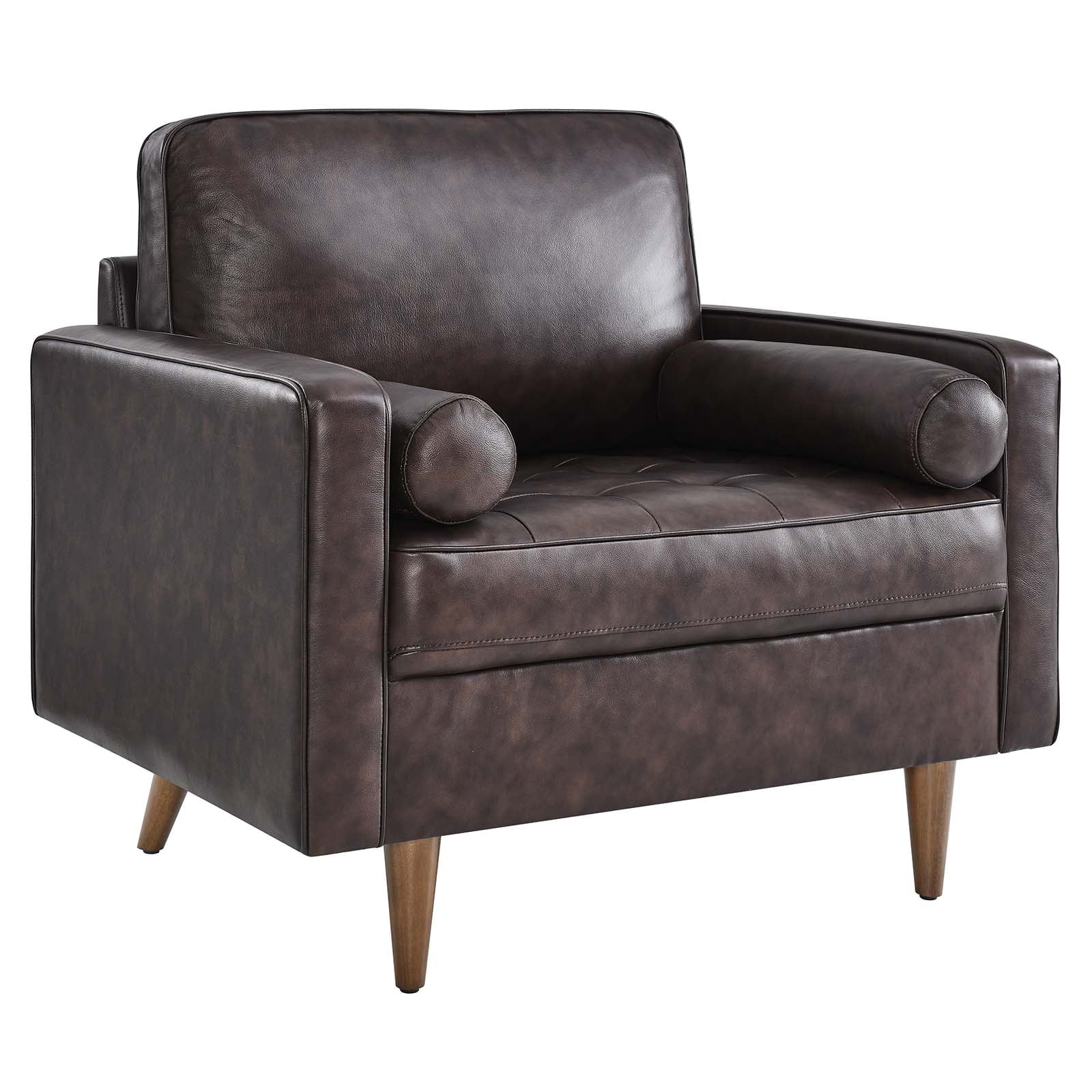 Modway Valour Modern Style Leather and Dense Foam Armchair in Brown Finish