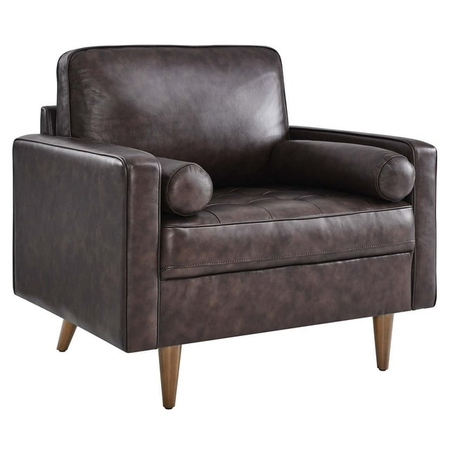 Modway Valour Modern Style Leather and Dense Foam Armchair in Brown Finish